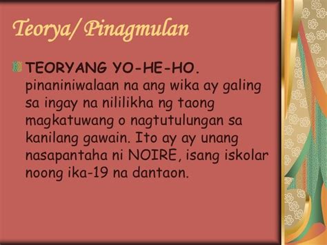 teoryang yo he ho halimbawa brainly|Mga Teorya ng Pinagmulan ng Wika .